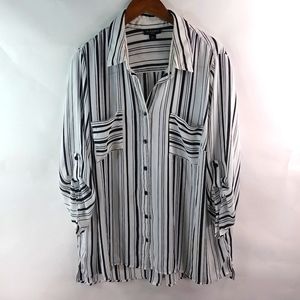 I.N.Studio 2X Black White Stripe Tunic Top Plus